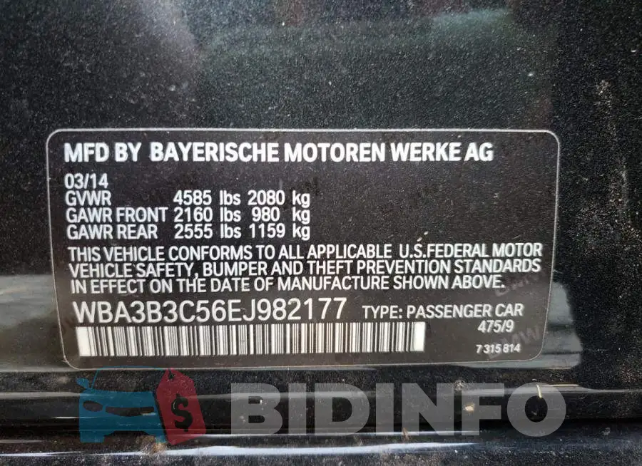 WBA3B3C56EJ982177 Photo# 10