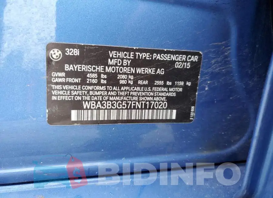 WBA3B3G57FNT17020 Photo# 13