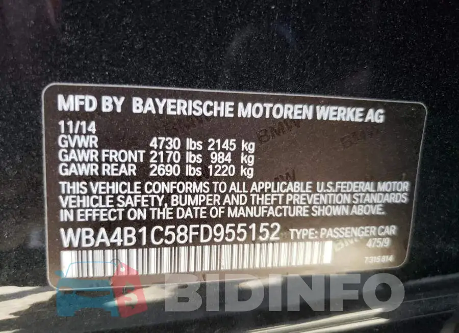 WBA4B1C58FD955152 Photo# 12