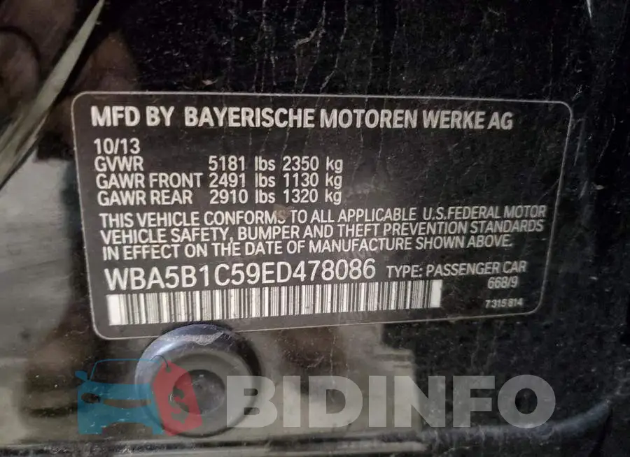 WBA5B1C59ED478086 Photo# 12