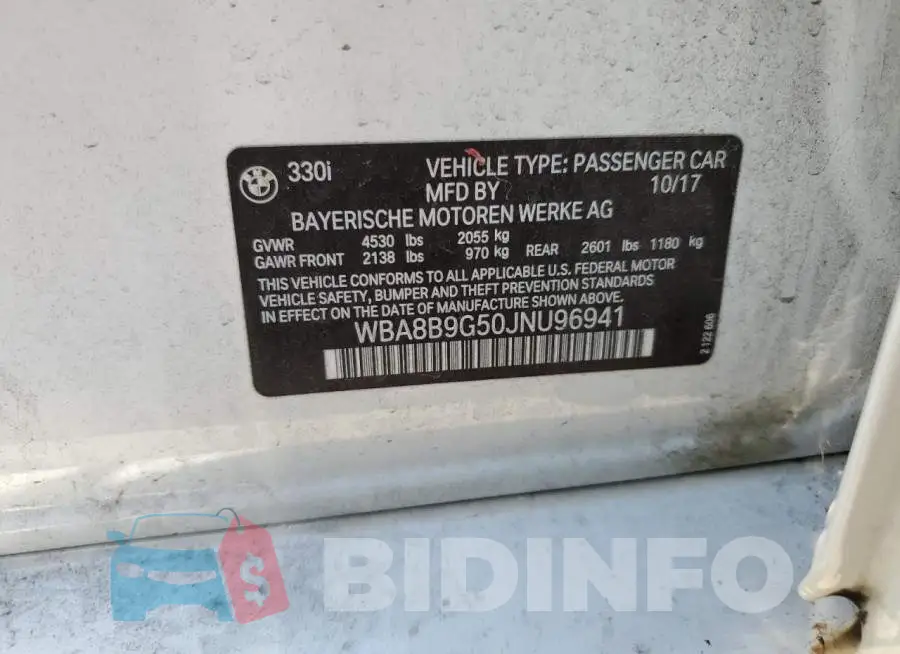 WBA8B9G50JNU96941 Photo# 12