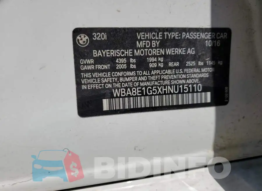 WBA8E1G5XHNU15110 Photo# 12
