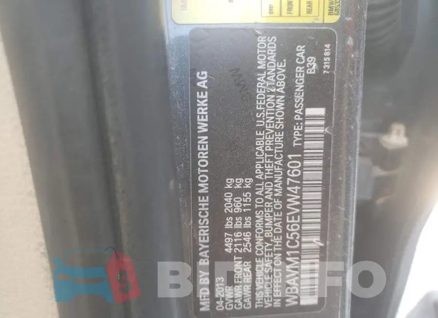 WBAVM1C56EVW47601 Photo# 12