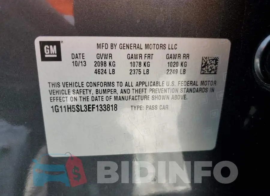 1G11H5SL3EF133818 Photo# 12
