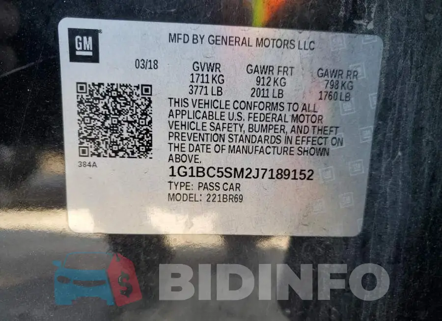 1G1BC5SM2J7189152 Photo# 13