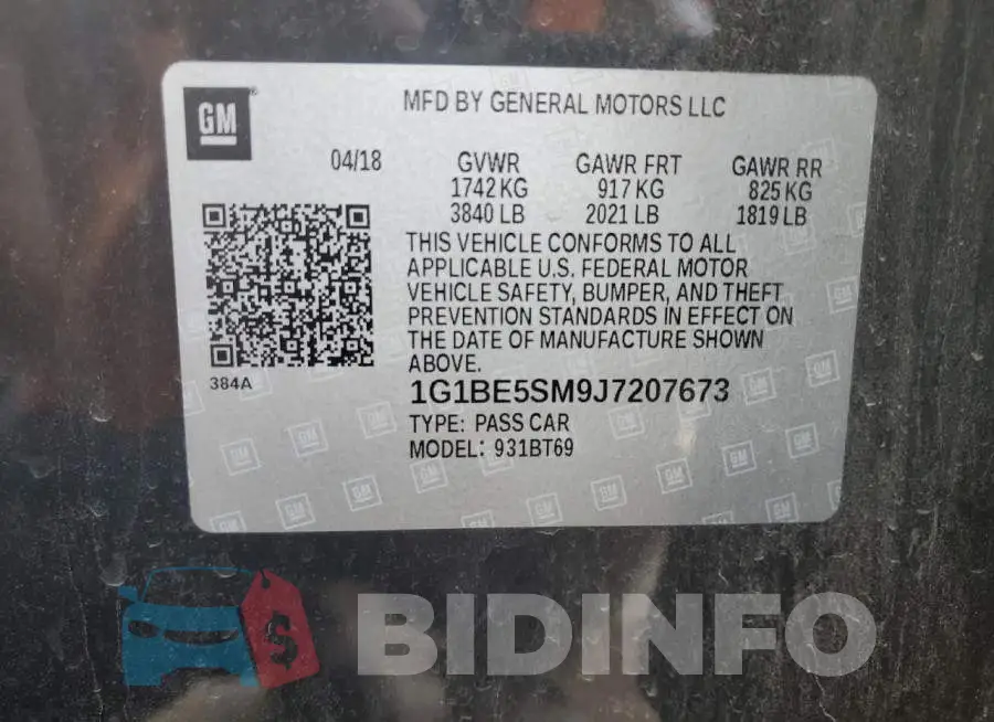 1G1BE5SM9J7207673 Photo# 13