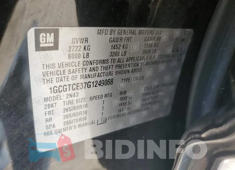 1GCGTCE37G1249068 Photo# 12