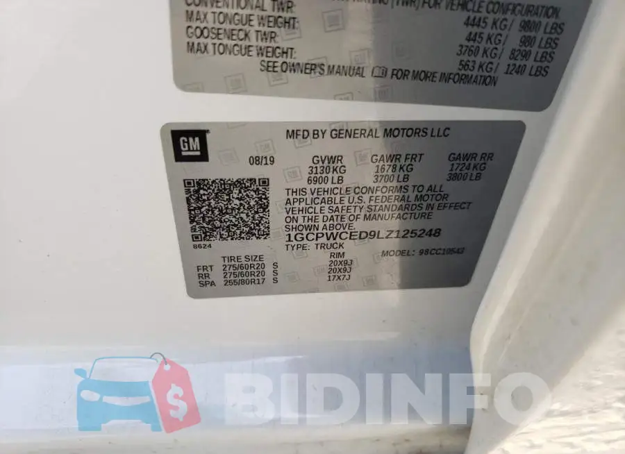 1GCPWCED9LZ125248 Photo# 12