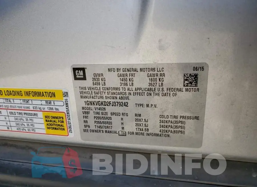 1GNKVGKD2FJ379242 Photo# 14