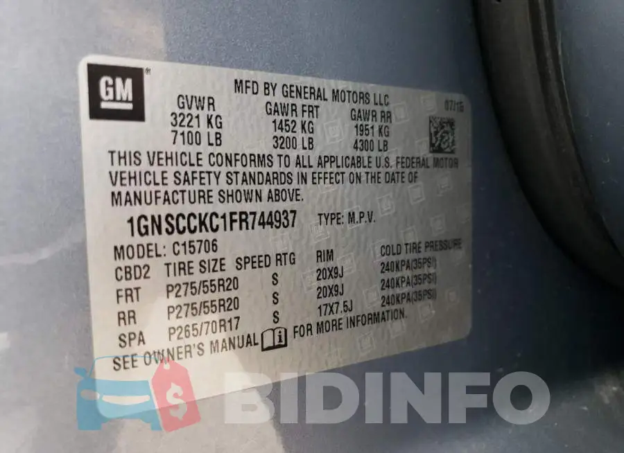 1GNSCCKC1FR744937 Photo# 14