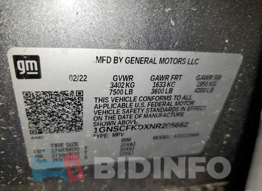 1GNSCFKDXNR205662 Photo# 14