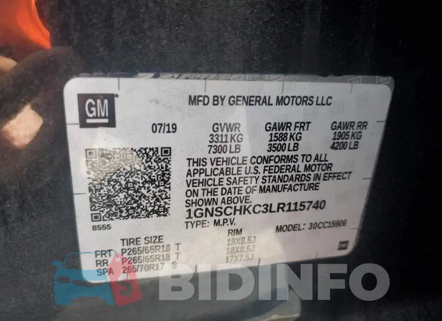 1GNSCHKC3LR115740 Photo# 13