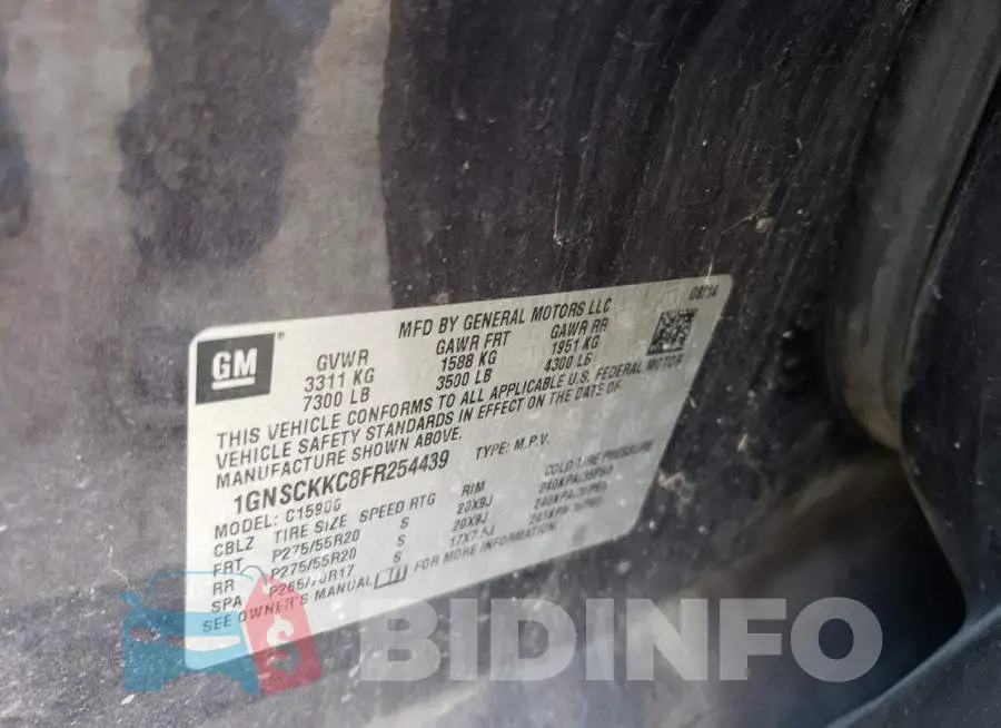 1GNSCKKC8FR254439 Photo# 13