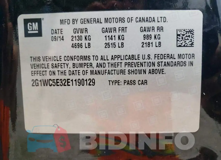 2G1WC5E32E1190129 Photo# 12