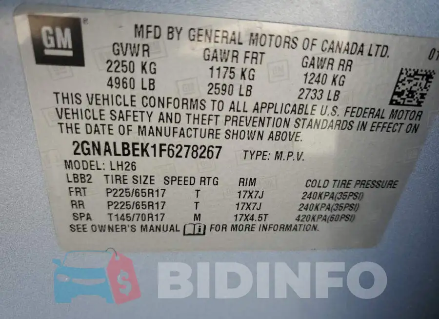 2GNALBEK1F6278267 Photo# 13