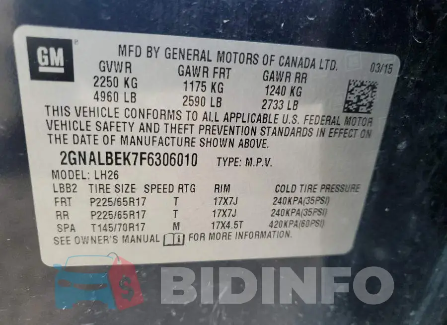 2GNALBEK7F6306010 Photo# 13