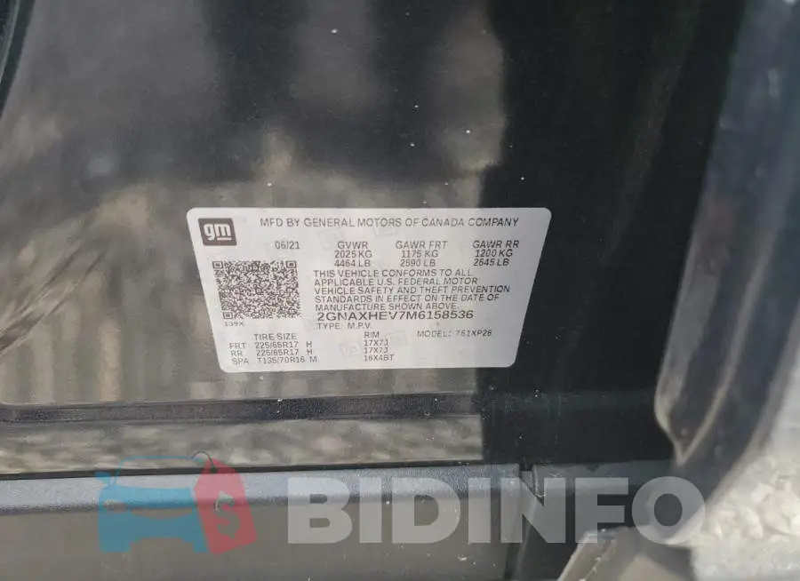 2GNAXHEV7M6158536 Photo# 13