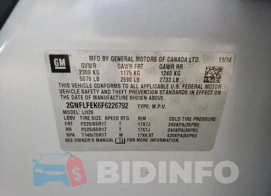 2GNFLFEK6F6226792 Photo# 13