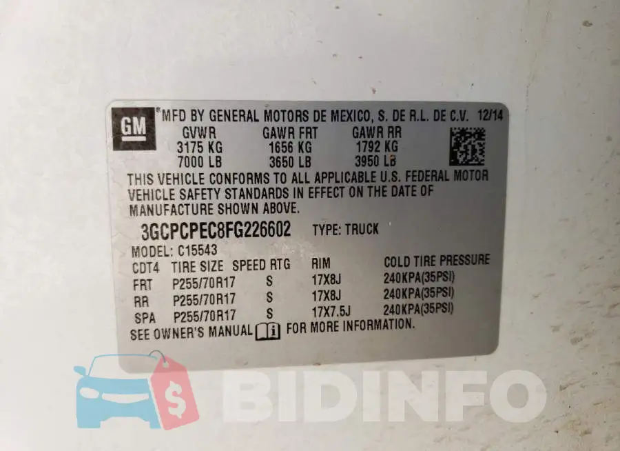 3GCPCPEC8FG226602 Photo# 13