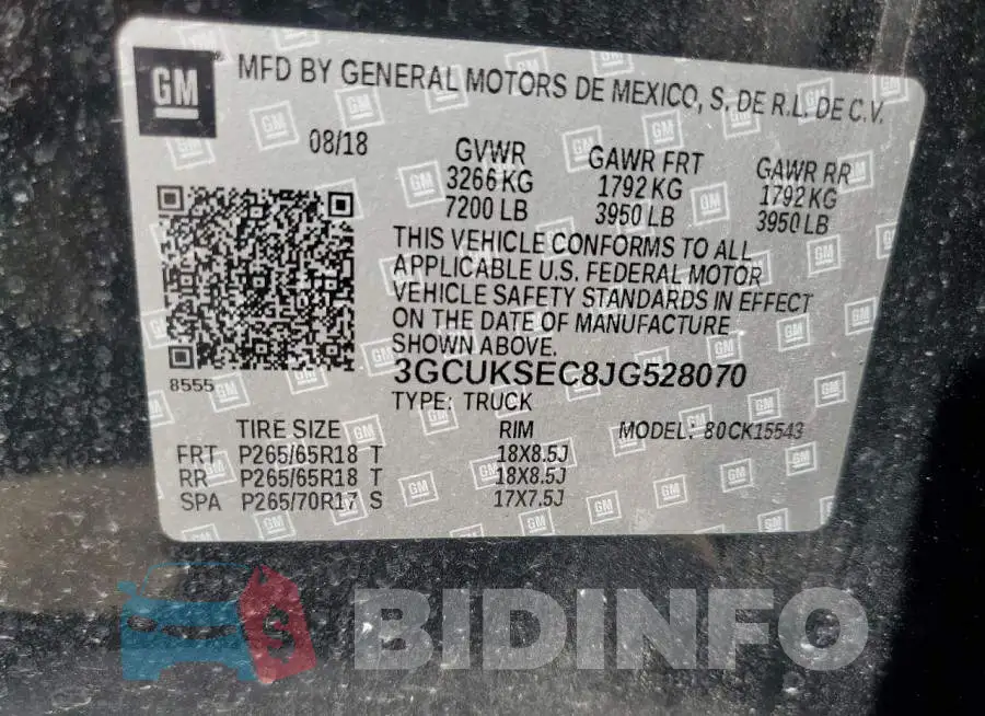 3GCUKSEC8JG528070 Photo# 12