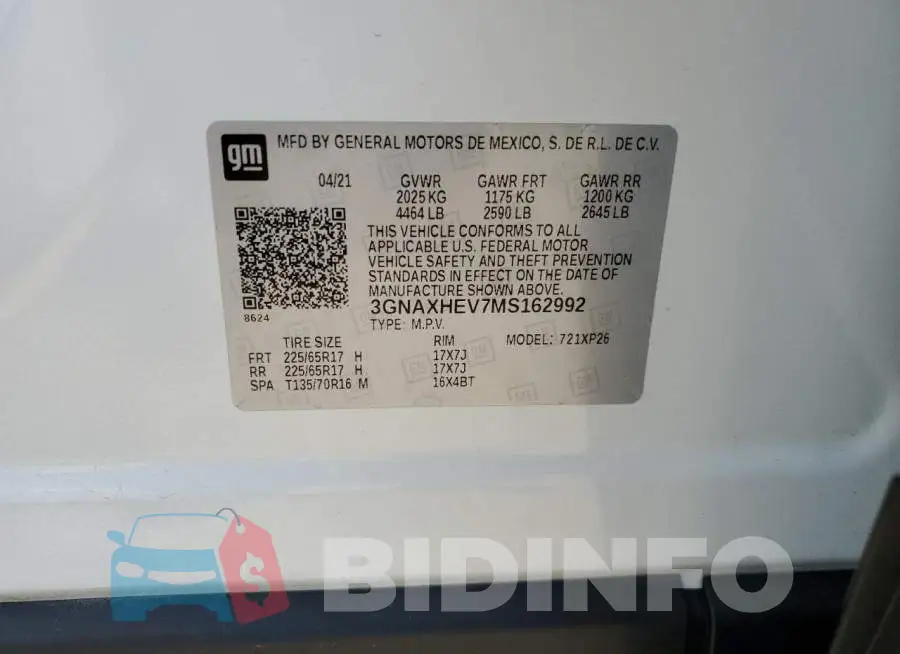 3GNAXHEV7MS162992 Photo# 14