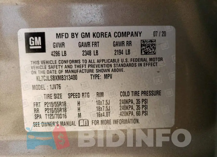 KL7CJLSBXMB313400 Photo# 13