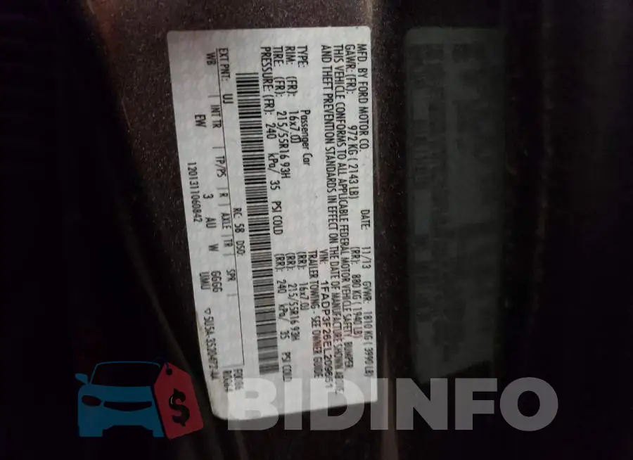 1FADP3F26EL209651 Photo# 12