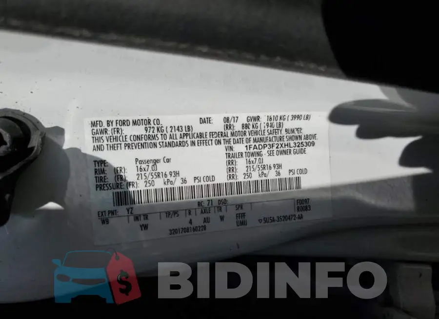 1FADP3F2XHL325309 Photo# 12