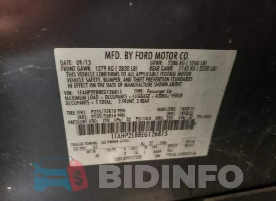 1FAHP2E88EG126815 Photo# 12