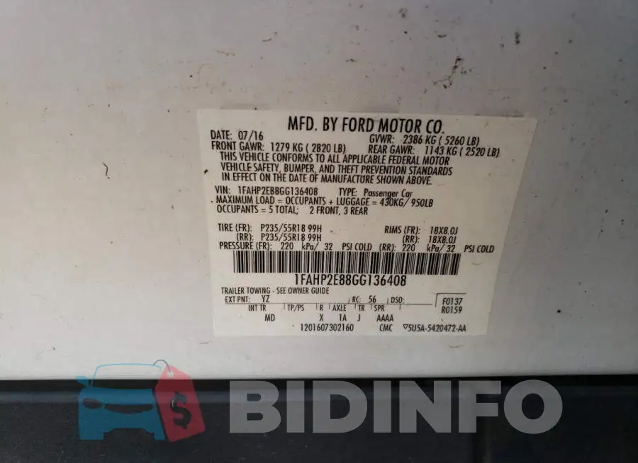 1FAHP2E88GG136408 Photo# 12