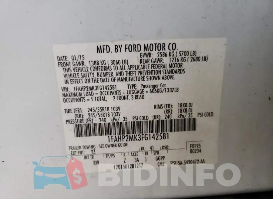 1FAHP2MK3FG142581 Photo# 12