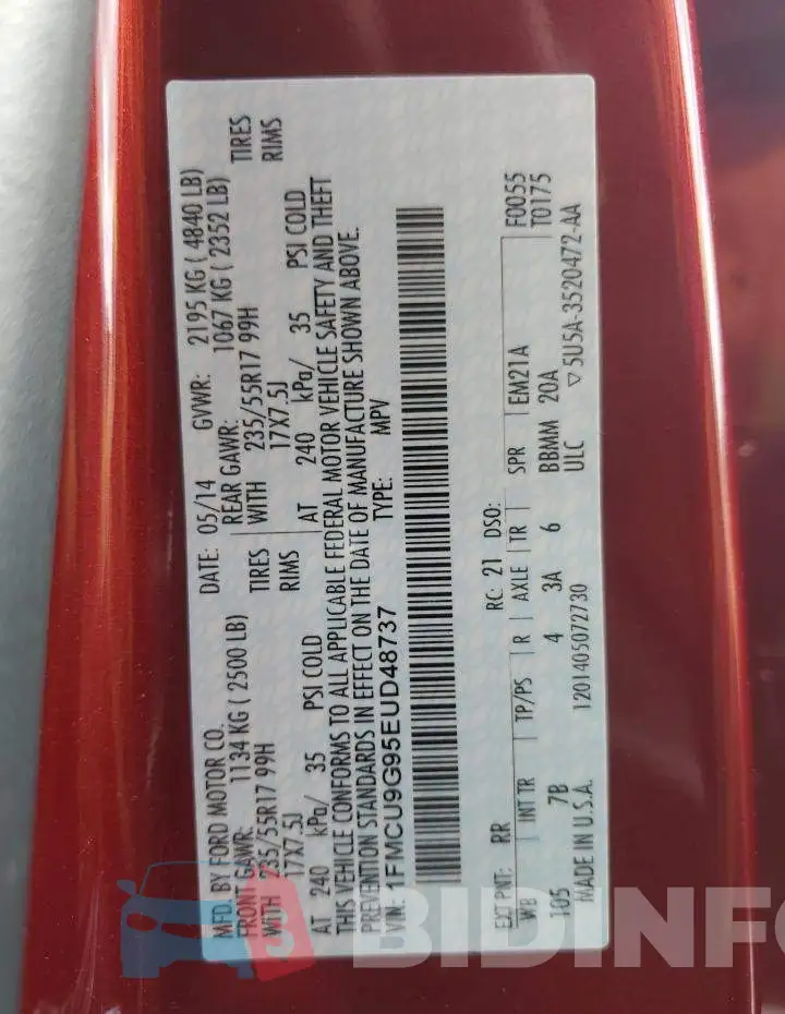 1FMCU9G95EUD48737 Photo# 12