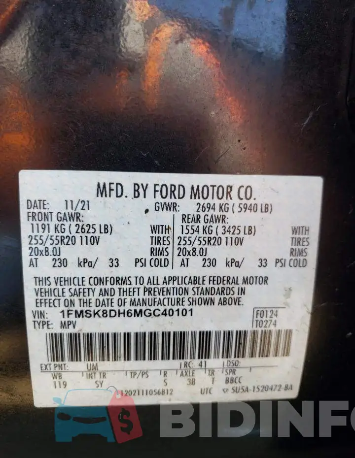 1FMSK8DH6MGC40101 Photo# 12