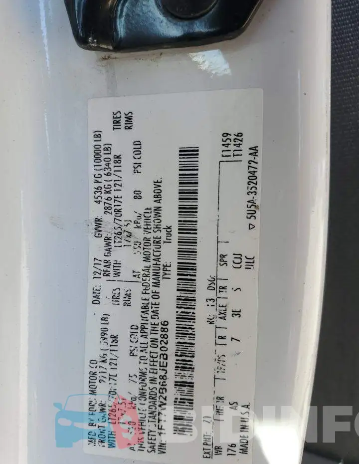 1FT7W2B68JEB02886 Photo# 12