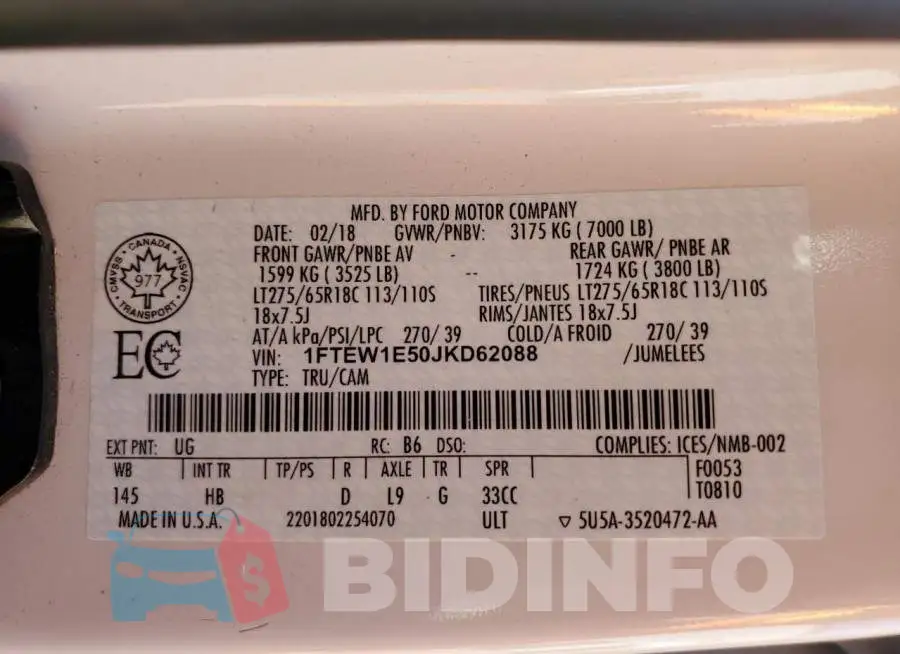 1FTEW1E50JKD62088 Photo# 12