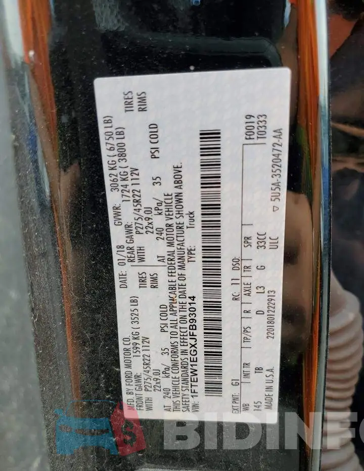 1FTEW1EGXJFB93014 Photo# 12
