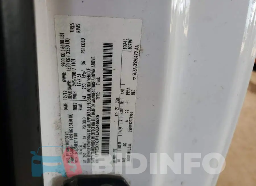 1FTEX1CP1LKD46535 Photo# 13