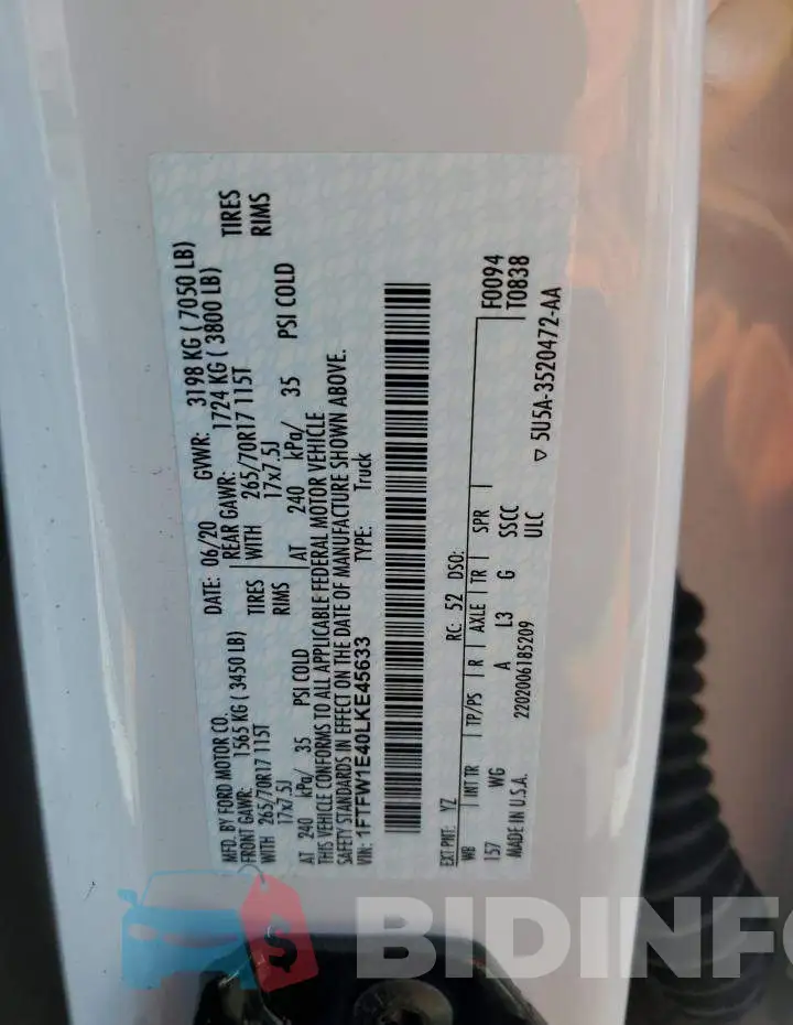 1FTFW1E40LKE45633 Photo# 12