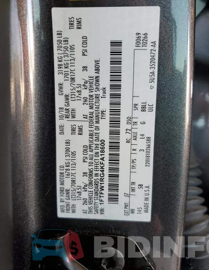 1FTFW1RG4KFA18600 Photo# 12
