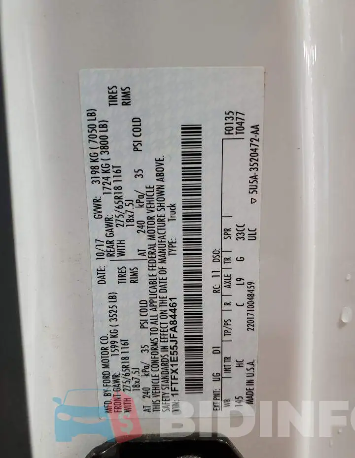 1FTFX1E55JFA84461 Photo# 12