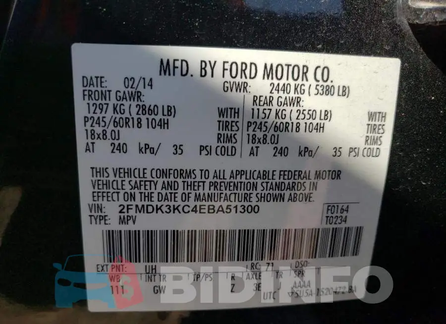 2FMDK3KC4EBA51300 Photo# 12