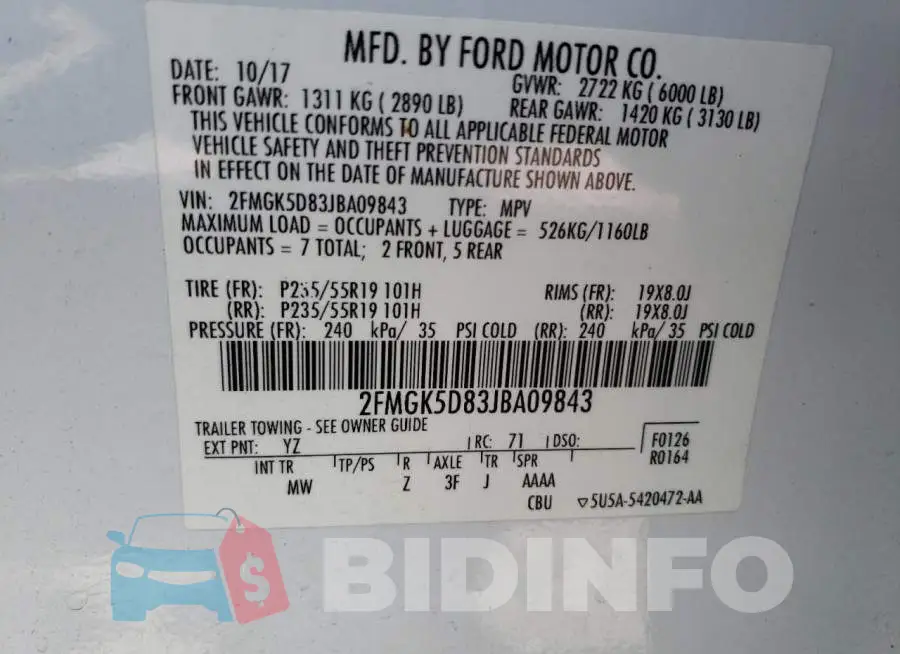 2FMGK5D83JBA09843 Photo# 14