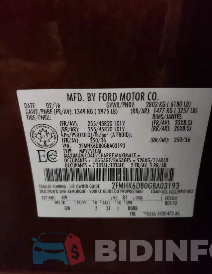 2FMHK6D80GBA03193 Photo# 13