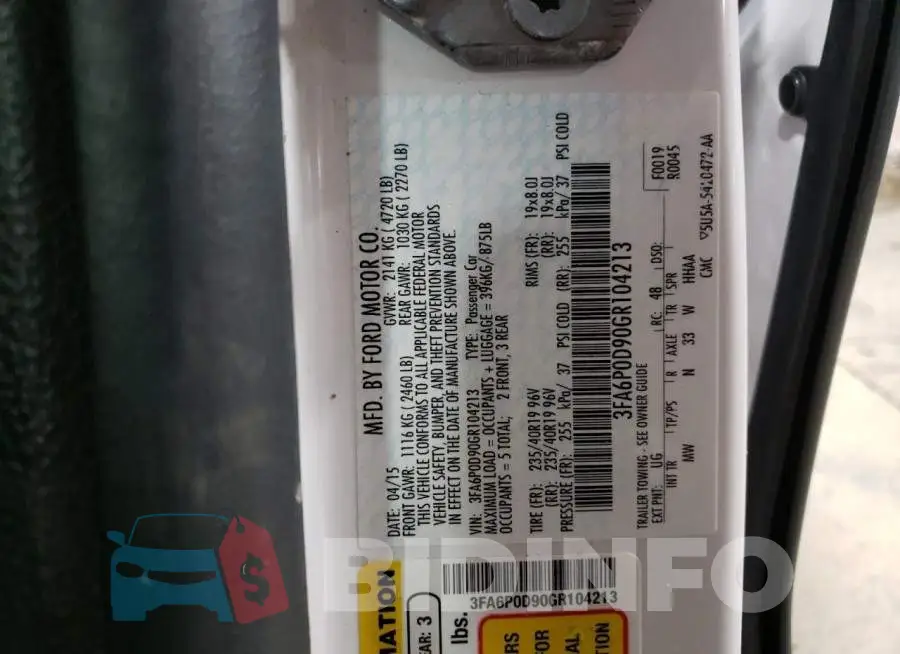 3FA6P0D90GR104213 Photo# 12