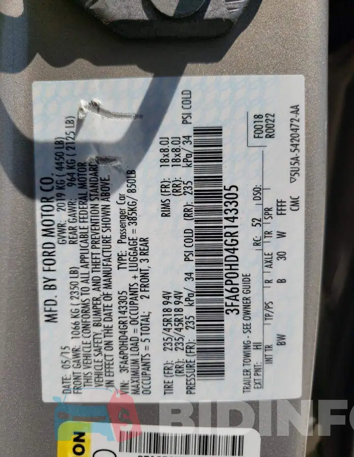 3FA6P0HD4GR143305 Photo# 12