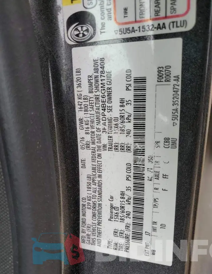 3FADP4BE6GM178408 Photo# 13