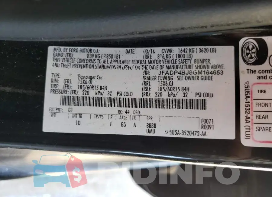 3FADP4BJ8GM164653 Photo# 12