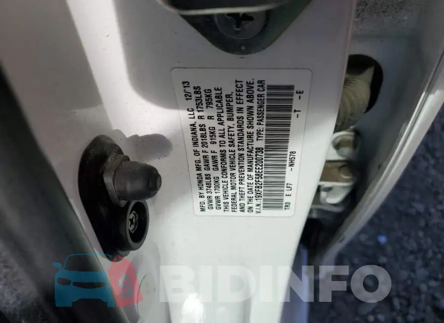 19XFB2F58EE200738 Photo# 12