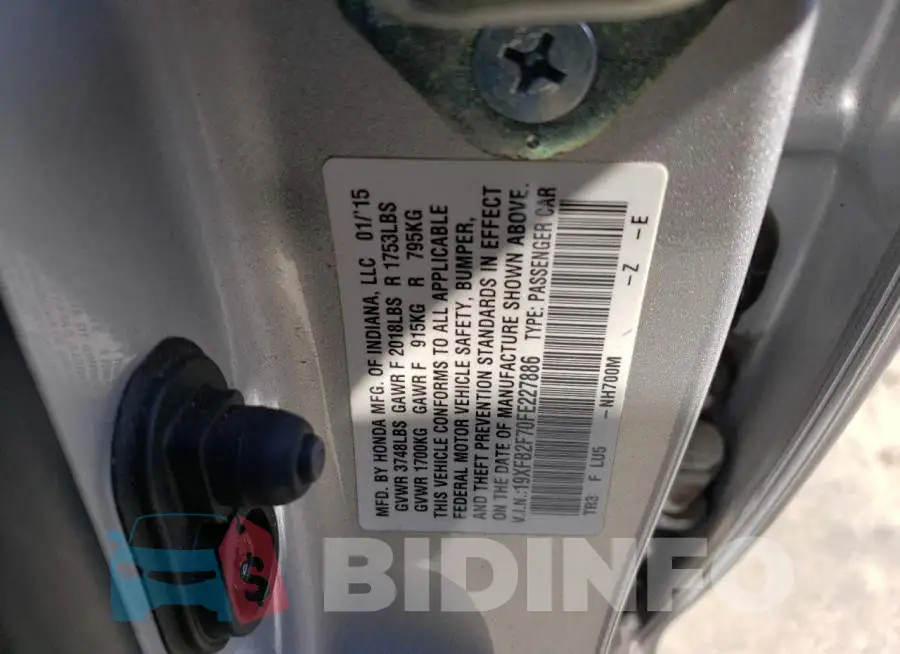 19XFB2F70FE227886 Photo# 12