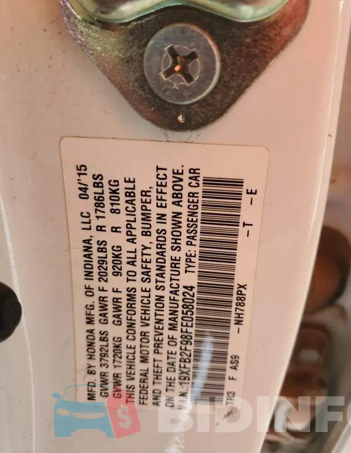 19XFB2F98FE058024 Photo# 13